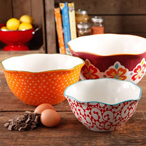 The Pioneer Woman Flea Market Scalloped Edge Serving Bowl Set, 3-Piece (Pack of 2)