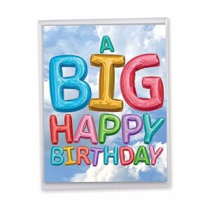 nobleworks - 1 jumbo happy birthday greeting card (8.5 x 11 inch) - group celebration, appreciation stationery for bday - inflated messages j5651ebdg
