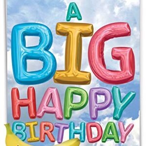 NobleWorks - 1 Jumbo Happy Birthday Greeting Card (8.5 x 11 Inch) - Group Celebration, Appreciation Stationery for Bday - Inflated Messages J5651EBDG