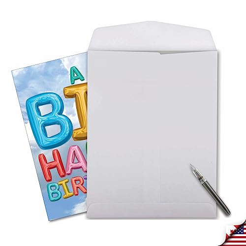 NobleWorks - 1 Jumbo Happy Birthday Greeting Card (8.5 x 11 Inch) - Group Celebration, Appreciation Stationery for Bday - Inflated Messages J5651EBDG