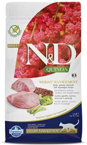 farmina n&d functional quinoa weight management lamb broccoli and asparagus dry cat food 3.3 pounds