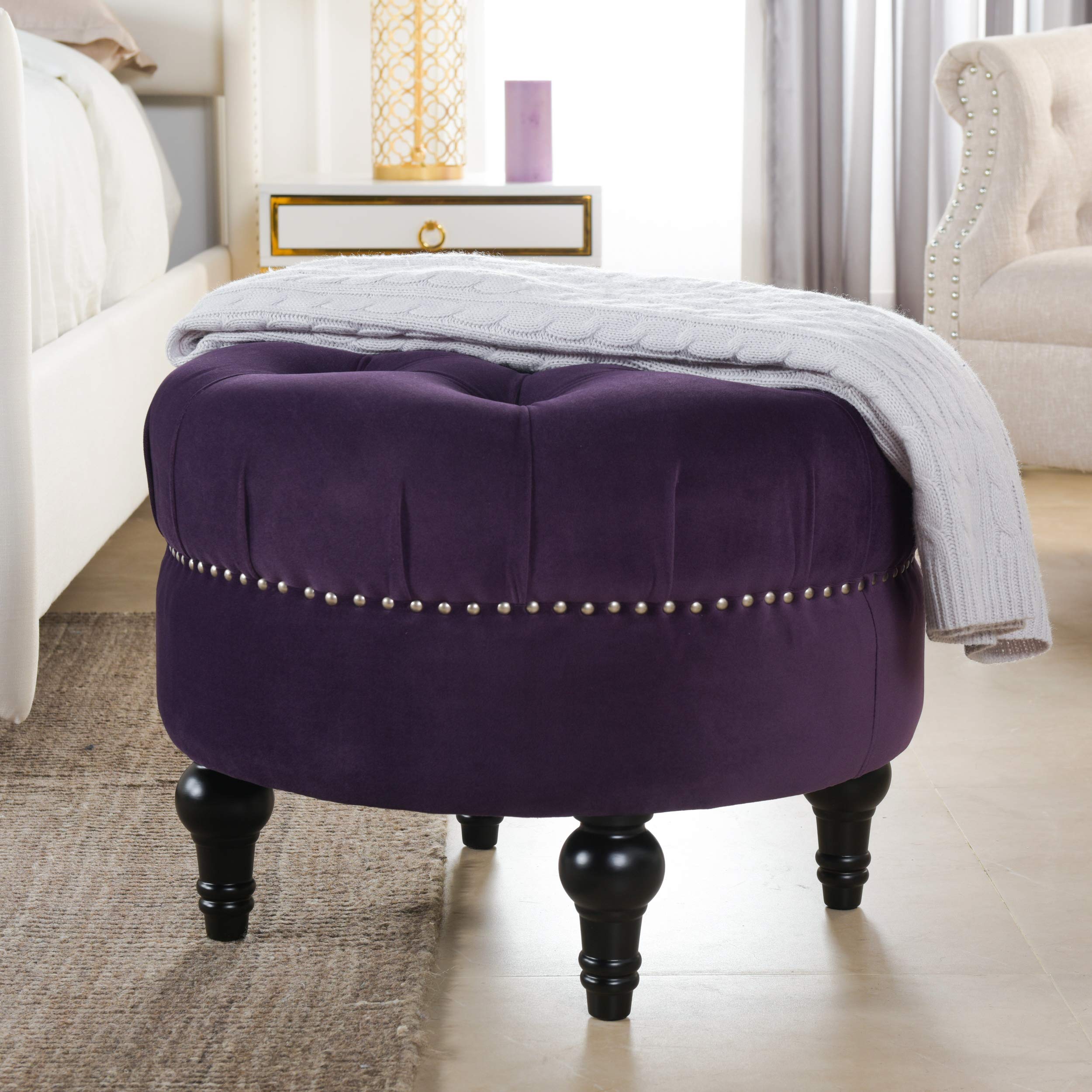 Jennifer Taylor Home Dawn Ottoman, Purple Medium