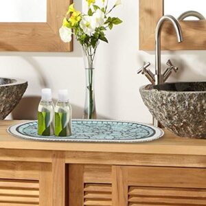 nu steel Iceberg Collection Amenity, Metal Cosmetic Organizer, Hand Towel Storage Tray, Bathroom Vanity countertop, Aqua Mosaic Finish