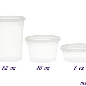 (24 Pack) 32 oz Plastic Soup Containers with Lids, Heavy Duty Deli Food Storage/Take Out Containers, Microwavable, Leakproof