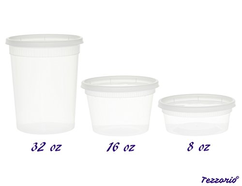 (24 Pack) 32 oz Plastic Soup Containers with Lids, Heavy Duty Deli Food Storage/Take Out Containers, Microwavable, Leakproof