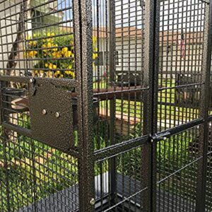 New Large Elegant Wrought Iron Dome Play Top Bird Parrot Cage, Include Metal Seed Guard Solid Metal Feeder Nest Doors (24" W x 22" D x 63" H, Black Vein)