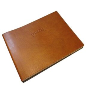 Fiorentina Soft Cover Italian Leather Guest Book with Guests Embossed on Cover - Tan