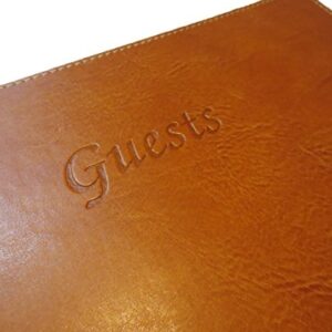 Fiorentina Soft Cover Italian Leather Guest Book with Guests Embossed on Cover - Tan