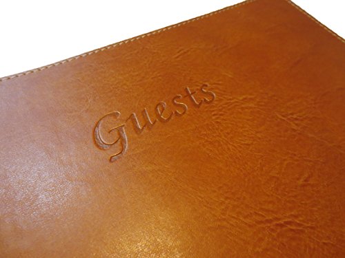 Fiorentina Soft Cover Italian Leather Guest Book with Guests Embossed on Cover - Tan