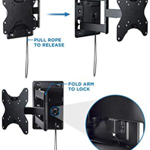 Mount-It! Lockable RV TV Wall Mount with Quick Release, Full Motion Flat Screen Bracket for Campers, Travel Trailers, RVs, Motorhomes and Marine Boats, Fits Most 23-43" VESA 100, 200, 77 Lbs Capacity