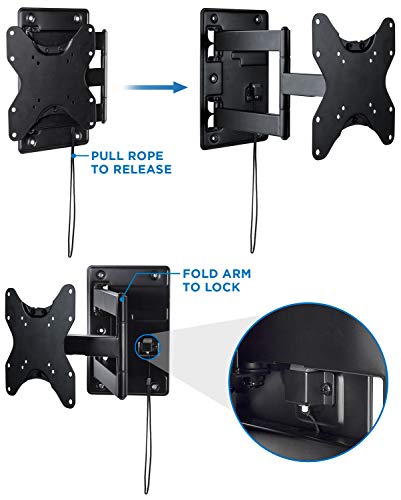 Mount-It! Lockable RV TV Wall Mount with Quick Release, Full Motion Flat Screen Bracket for Campers, Travel Trailers, RVs, Motorhomes and Marine Boats, Fits Most 23-43" VESA 100, 200, 77 Lbs Capacity