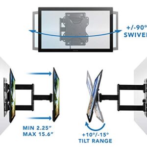 Mount-It! Lockable RV TV Wall Mount with Quick Release, Full Motion Flat Screen Bracket for Campers, Travel Trailers, RVs, Motorhomes and Marine Boats, Fits Most 23-43" VESA 100, 200, 77 Lbs Capacity