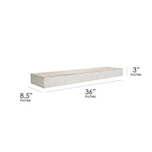 American Art Decor Floating Wall Shelf - Rustic Decor Shelves for Living Room, Bedroom, Kitchen, & Laundry Room - Farmhouse Wall Shelves (White, 3.25”x24.25 x 8.25”)