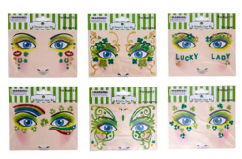 St Patrick's Day Tattoos - Temporary Glitter Face Art | Embellishments Costume for Parade Party School | Over 125 Pieces