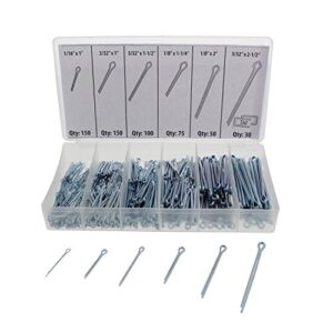 abn cotter pin key 555 pc assortment set, 1/16 x 1 to 5/32 x 2-1/2 inch – steel locking automotive axle trailer pins