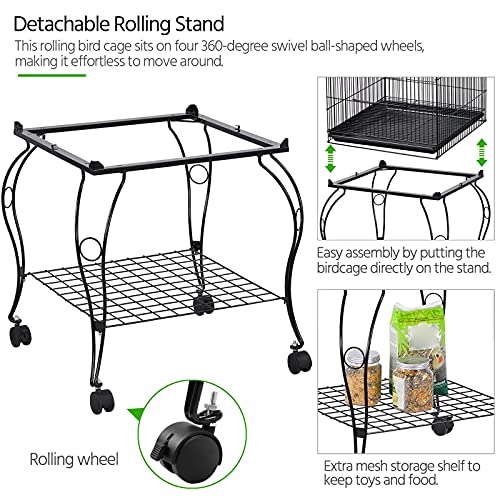 Yaheetech 59-inch Dome Open Top Large Medium Parrot Bird Cage On Stand for Sun Parakeets Conures Quaker Parrot Rolling Cockatiel Bird Cage