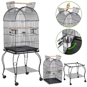 Yaheetech 59-inch Dome Open Top Large Medium Parrot Bird Cage On Stand for Sun Parakeets Conures Quaker Parrot Rolling Cockatiel Bird Cage