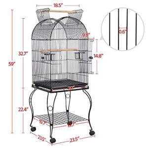 Yaheetech 59-inch Dome Open Top Large Medium Parrot Bird Cage On Stand for Sun Parakeets Conures Quaker Parrot Rolling Cockatiel Bird Cage