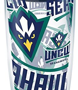 Tervis UNC Wilmington Seahawks All Over Insulated Tumbler with Wrap and Navy Lid, 16oz, Clear