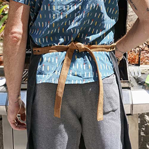 Foster & Rye Grilling Apron with Pocket, Canvas Apron for Men with Adjustable Strap, BBQ & Grill Accessories for Indoor & Outdoor Cooking, 35" x 26.75", Black