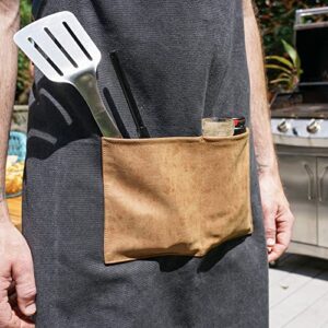 Foster & Rye Grilling Apron with Pocket, Canvas Apron for Men with Adjustable Strap, BBQ & Grill Accessories for Indoor & Outdoor Cooking, 35" x 26.75", Black