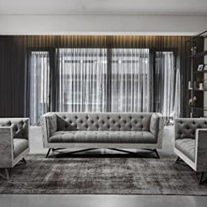Regis Contemporary Sofa, Gray/Black/Brown