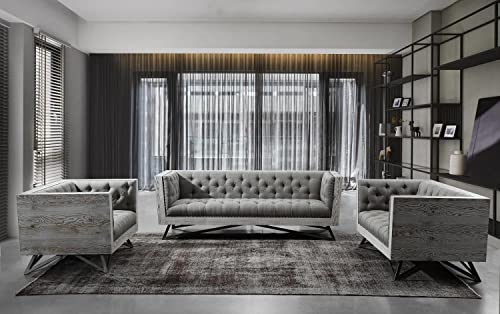 Regis Contemporary Sofa, Gray/Black/Brown