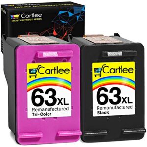 cartlee remanufactured ink cartridge replacement for hp 63xl 63 xl for hp printers officejet 3830 envy 4520 officejet 4650 5258 5255 5200 4652 4655 4512 deskjet 3630 3632 (1 black 1 color combo pack)