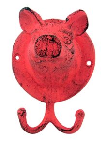 home originality pink pig head cast iron wall hook 5 1/2 inch