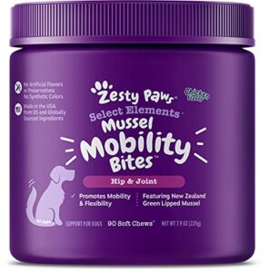 new zealand green lipped mussel bites for dogs - 500 mg dog hip & joint support supplement soft, 90 count, assorted