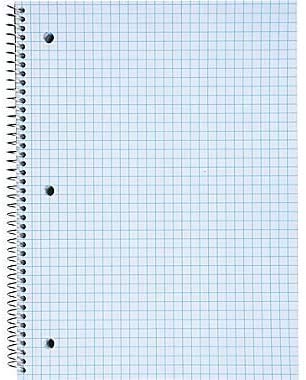 1InTheOffice Graph Ruled Spiral Notebook, Quad Ruled Notebook Spiral, 100 Sheets, 8"H x 10 1/2"W "2 Pack"