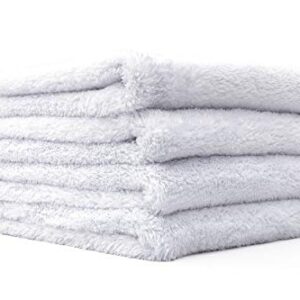 The Rag Company - Everest 550 - Ultra Plush Korean 70/30 Blend, Professional Microfiber Detailing Towels, 550gsm, 16in x 16in, White (4-Pack)