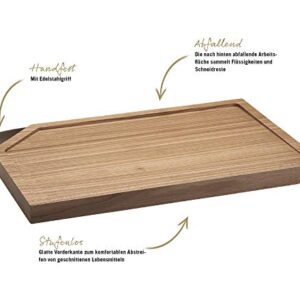 Rosle 15033 Cutting Board with Stainless Steel Handle, Wood, Natural, 48 x 32 x 3 cm