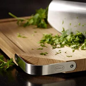 Rosle 15033 Cutting Board with Stainless Steel Handle, Wood, Natural, 48 x 32 x 3 cm