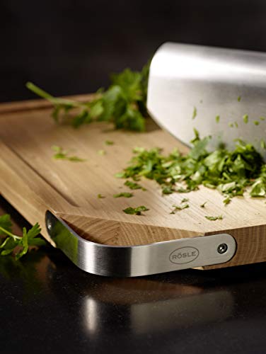 Rosle 15033 Cutting Board with Stainless Steel Handle, Wood, Natural, 48 x 32 x 3 cm