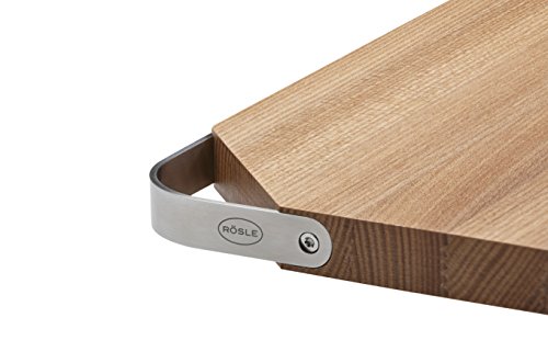 Rosle 15033 Cutting Board with Stainless Steel Handle, Wood, Natural, 48 x 32 x 3 cm