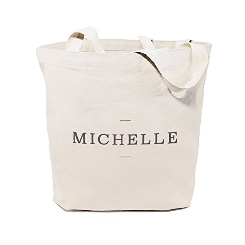 The Cotton & Canvas Co. Personalized Modern Name Beach, Shopping and Travel Reusable Shoulder Tote and Handbag