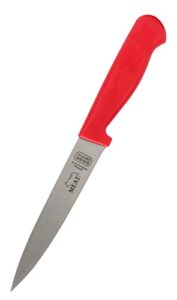 the kosher cook meat red kitchen knife – 6” steak and vegetable knife - razor sharp pointed tip, straight edge - color coded kitchen tools