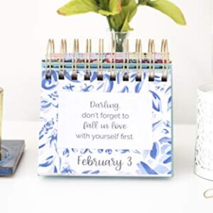 bloom daily planners Undated Perpetual Desk Easel/Inspirational Standing Flip Calendar - (5.25" x 5.5") (The Best is Yet to Come)