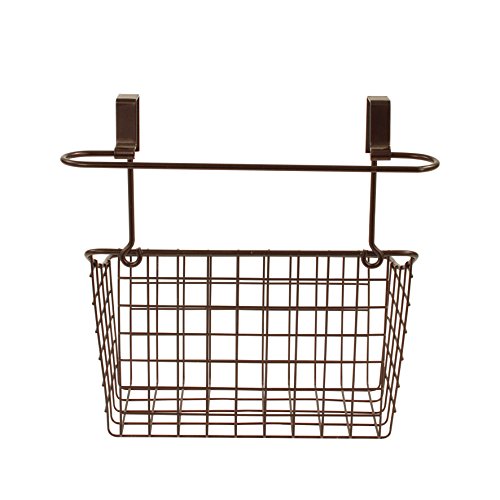 Spectrum Diversified Duo Towel Bar & Medium Basket No Installation 2-in-1 Cabinet Basket & Towel Bar, Under Sink Rustic Farmhouse Storage & Organization, Bronze