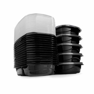 rubbermaid takealongs food storage containers with divided base, 3.7 cup, 20-pack (40 pieces total), black | great for meal prep, lunch for adults & kids, bento box style | reusable & stackable