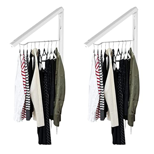 InstaHanger - The Original Foldable Clothes Drying Rack - Space Saving Laundry and Closet Organizer - 2 Pack Original Wall Mount