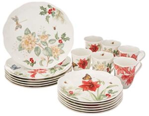 lenox butterfly meadow porcelain 18-piece holiday dinnerware set