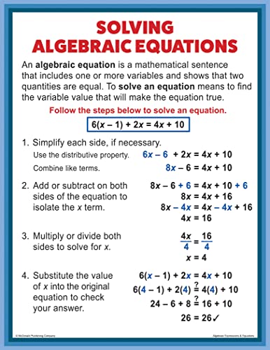 McDonald Publishing Algebraic Expressions & Equations Poster Set (P088)