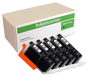 inkjetcorner compatible ink cartridge replacement for cli-221bk cli-221 for use with ip3600 ip4600 ip4700 mp560 mp620 mp640 mx860 mx870 (small black, 5-pack)