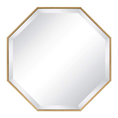 Kate and Laurel Rhodes Modern Octagon Wall Mirror, Gold 25x25 Inches