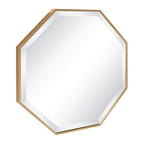 Kate and Laurel Rhodes Modern Octagon Wall Mirror, Gold 25x25 Inches