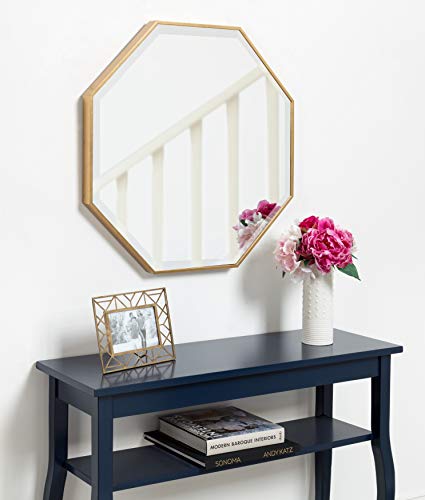 Kate and Laurel Rhodes Modern Octagon Wall Mirror, Gold 25x25 Inches