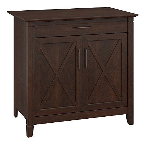 Bush Furniture Key West Secretary Hidden Home Office | Modern Farmhouse Desk for Small Spaces, 30W x 20D, Bing Cherry