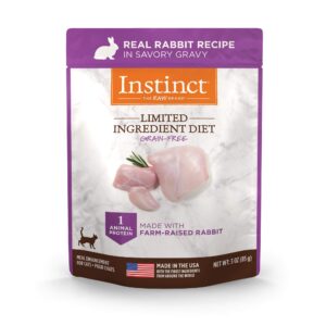 instinct limited ingredient diet grain free real rabbit recipe natural wet cat food topper, 3 ounce (pack of 24)